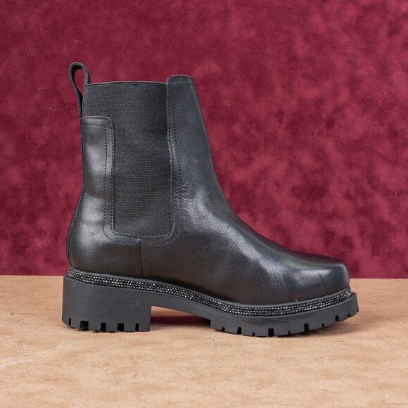 DKNY Women Rick Chelsea Black Leather Rhinestones Ankle Fashion Boots sz 6.5 - Picture 8 of 8